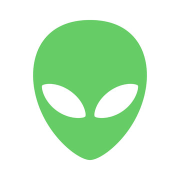 Extraterrestrial alien face or head symbol flat color icon for apps and websites