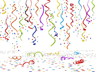 Multi colored confettis isolated on white background. 3D illustration - obrazy, fototapety, plakaty