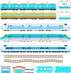 かわいい電車と新幹線のイラストセット