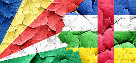 seychelles flag with Central African Republic flag on a grunge c