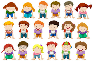 Boys and girls kneeling down