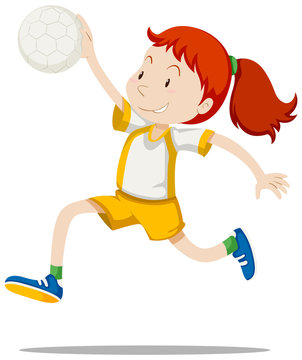 Woman athlete playing handball