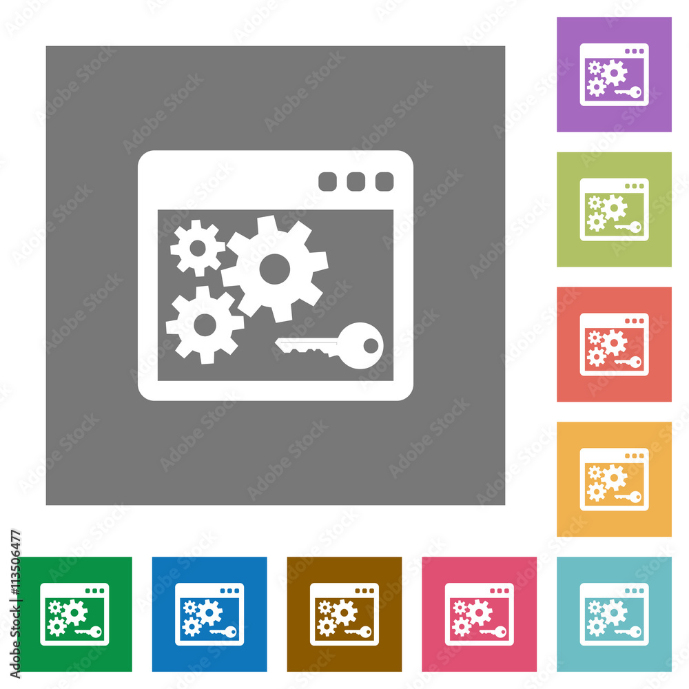 Poster api key square flat icons