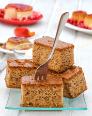 aerial view of cake nuts and custards