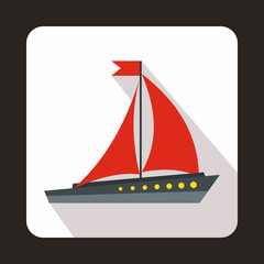 Sailing ship icon, flat style