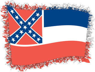 Flag of Mississippi. Vector illustration of a stylized flag.