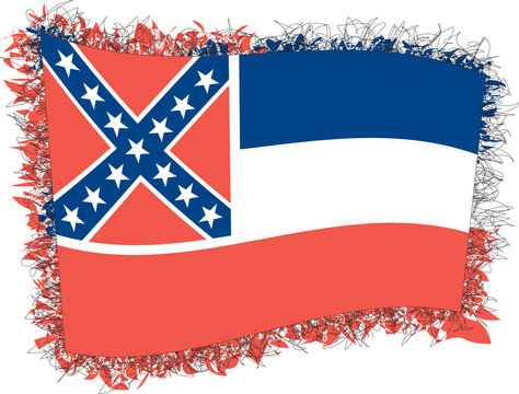 Flag of Mississippi. Vector illustration of a stylized flag.