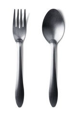 fork and spoon isolated on white background