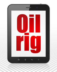 Manufacuring concept: Tablet Pc Computer with Oil Rig on display