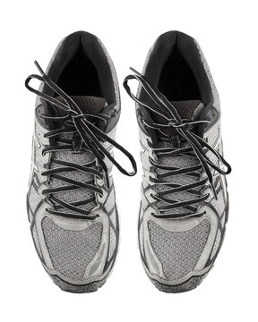 Black & White running shoes on white background