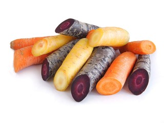 orange,purple and yellow carrots