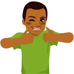 African American young man making positive thumbs up sign with both hands