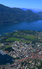 Fototapeta na wymiar Südschweiz: Luftbild vom Lago Maggiore