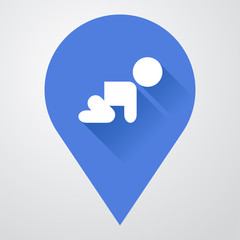 Icono plano localizacion con bebé con sombra