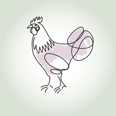 Rooster in minimal line style vector