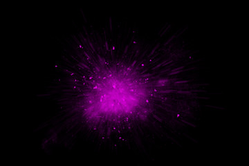 Fototapeta premium Magenta abstract powder explosion on a black background