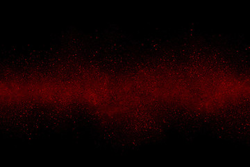 Red abstract powder explosion on a black background - 113514647