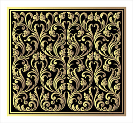 Vector vintage border frame engraving with retro ornament Vector