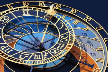Keuken spatwand met foto Detail of clock on the tower in Prague with a horoscope © victorgrow