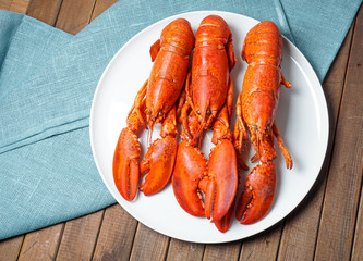Cooked red Lobsters