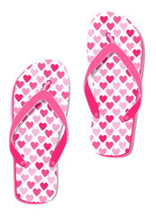Pink sandals with hearts - flip-flops