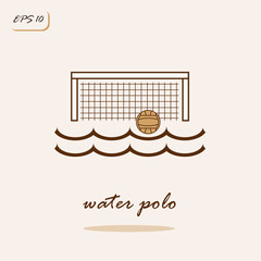 Vector illustration showing water, gate, ball. Water polo Sports Game