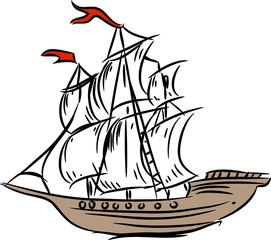 sketch of sailing ship