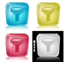 Szklana ikona z odbiciem 3D wektor