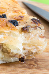 Macro view burek with meat food