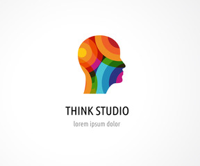 Brain, Creative mind, learning and design icon. Man head, people symbol