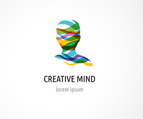 Brain, Creative mind, learning and design icon. Man head, people symbol