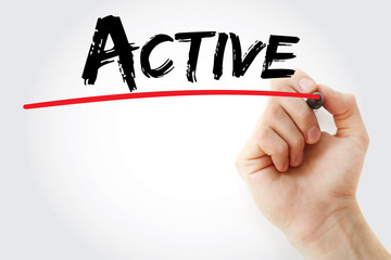 Hand writing Active with marker, health concept