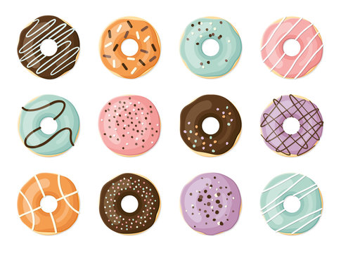 Sweet vector donuts set
