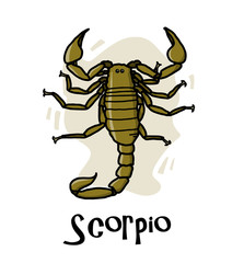 Scorpio Zodiac, a hand drawn vector cartoon illustration of Scorpio zodiac, The Scorpion.