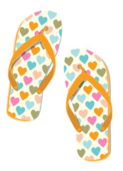Flip-flops with hearts - illustration