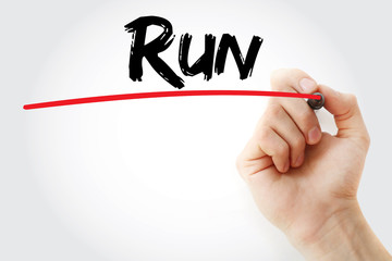 Hand writing Run with marker, health concept