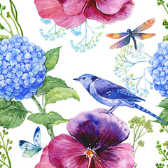 бесшовный узор .акварель,цветы