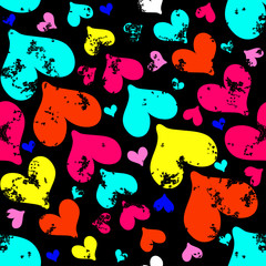 colored psychedelic hearts on Valentine's Day seamless pattern