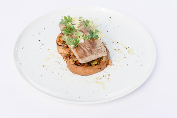 Tenderloin of pork with Ratatouille in bread