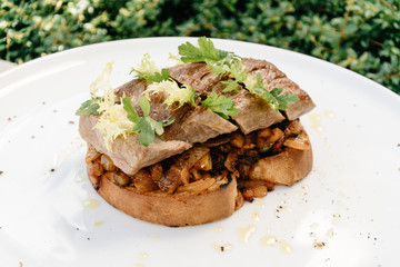 Tenderloin of pork with Ratatouille in bread