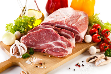 Raw pork on cutting board