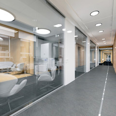 corridor of modern office building