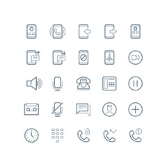 Phone, devices and communication vector line icons