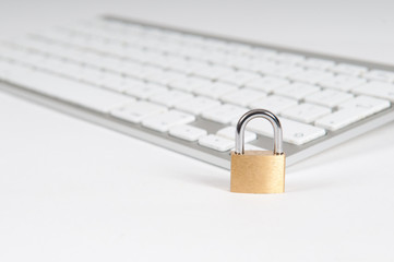 Internet security concept with padlock protecting computer 