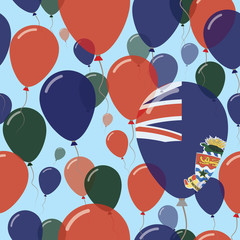 Cayman Islands National Day Flat Seamless Pattern. Flying Celebration Balloons in Colors of Caymanian Flag. Happy Independence Day Background with Flags and Balloons.