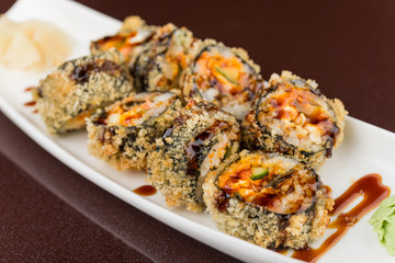 sushi rolls on white plate