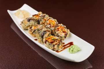 sushi rolls on white plate