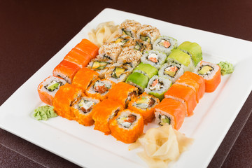sushi rolls on white plate