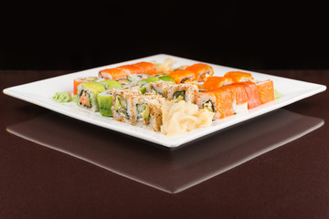 sushi rolls on white plate