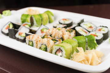 sushi rolls on white plate